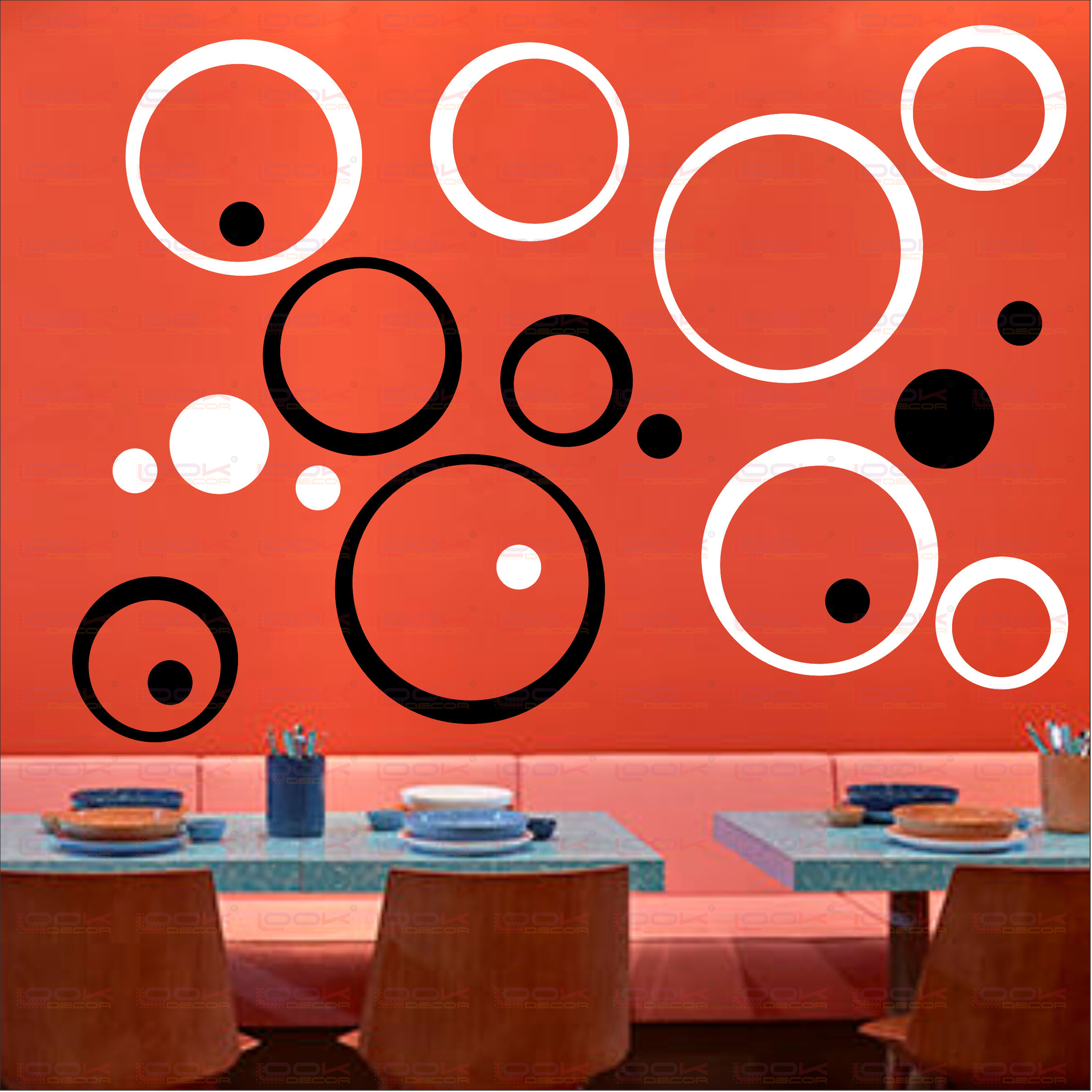 Buy LOOK DECOR 20 Black White Ring and Dots(Pack of 20) Acrylic Wall ...