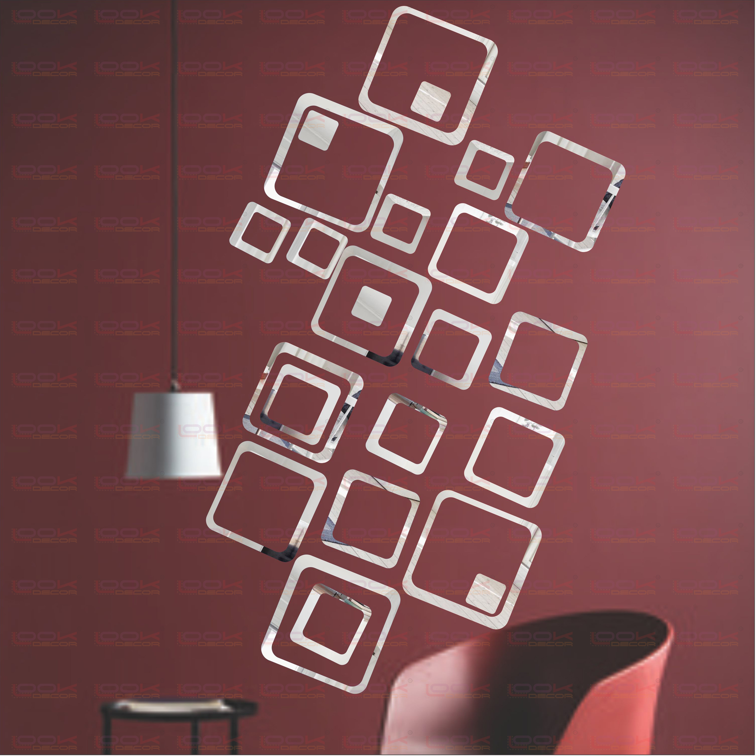 Buy LOOK DECOR 18 Square Silver(Pack of 18)Acrylic Sticker, 3D Acrylic
