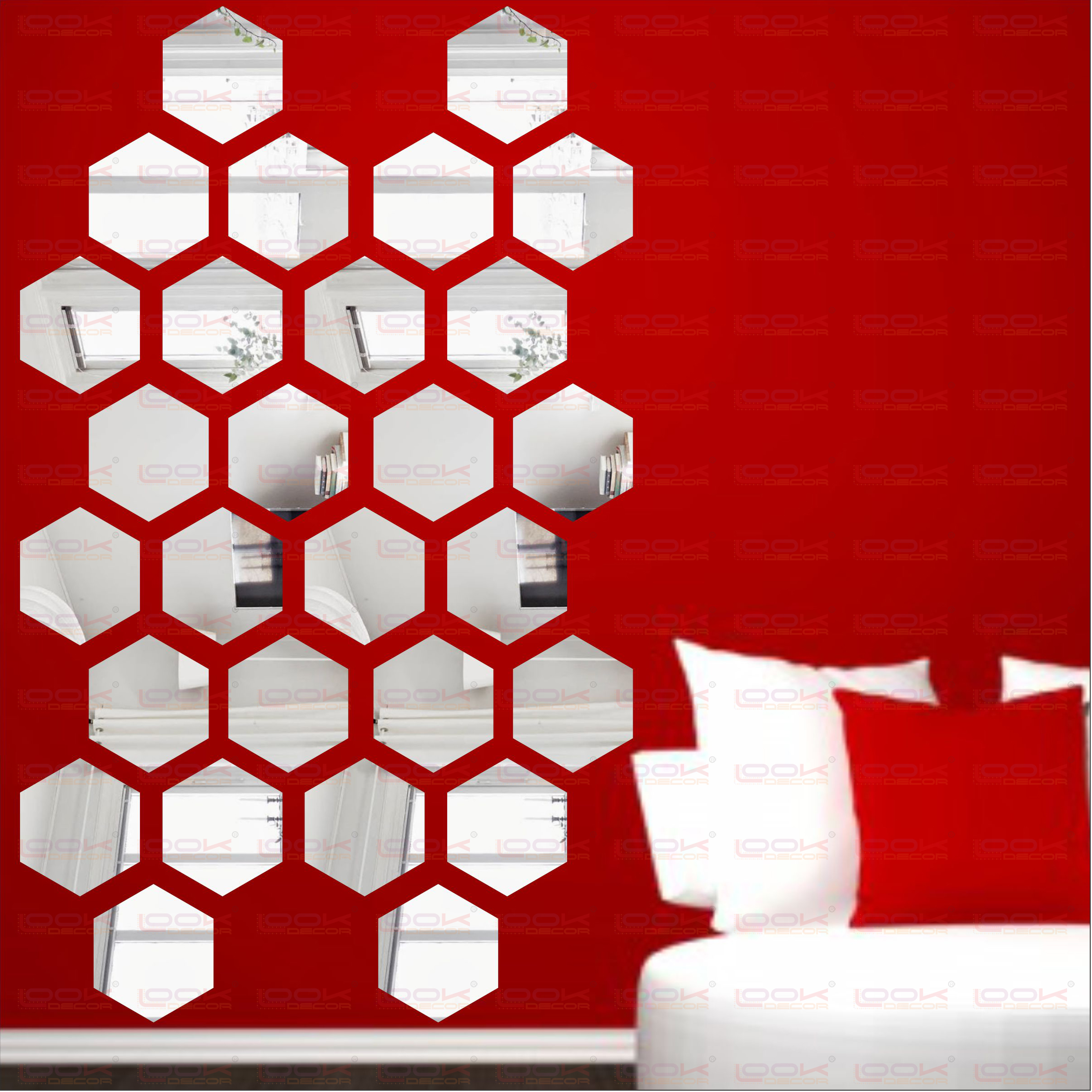 Buy LOOK DECOR To Hexagon Silver(pack of 28)Acrylic Sticker, 3D Acrylic