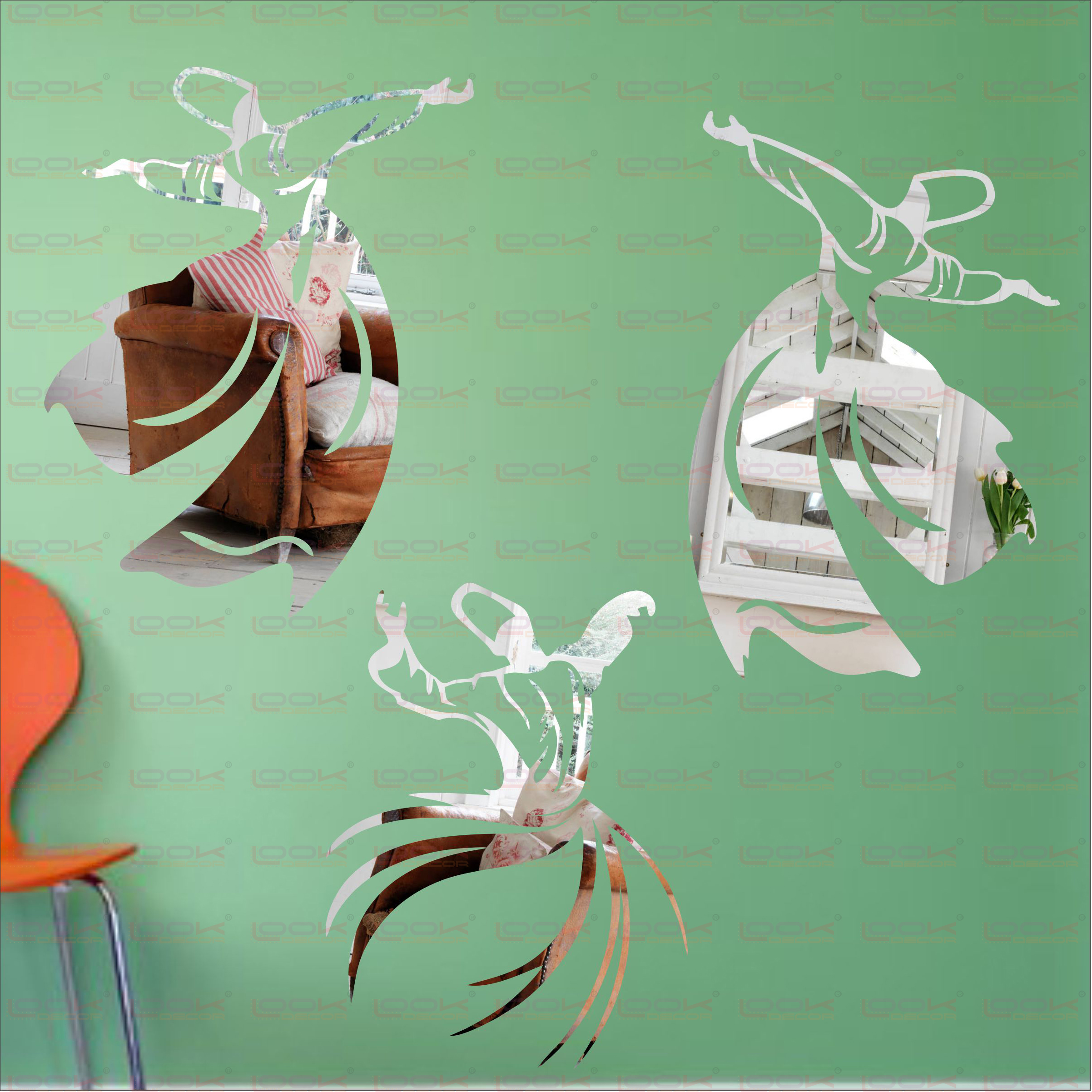 Buy LOOK DECOR Sufi Dance Silver code6 Acrylic Sticker, 3D Acrylic