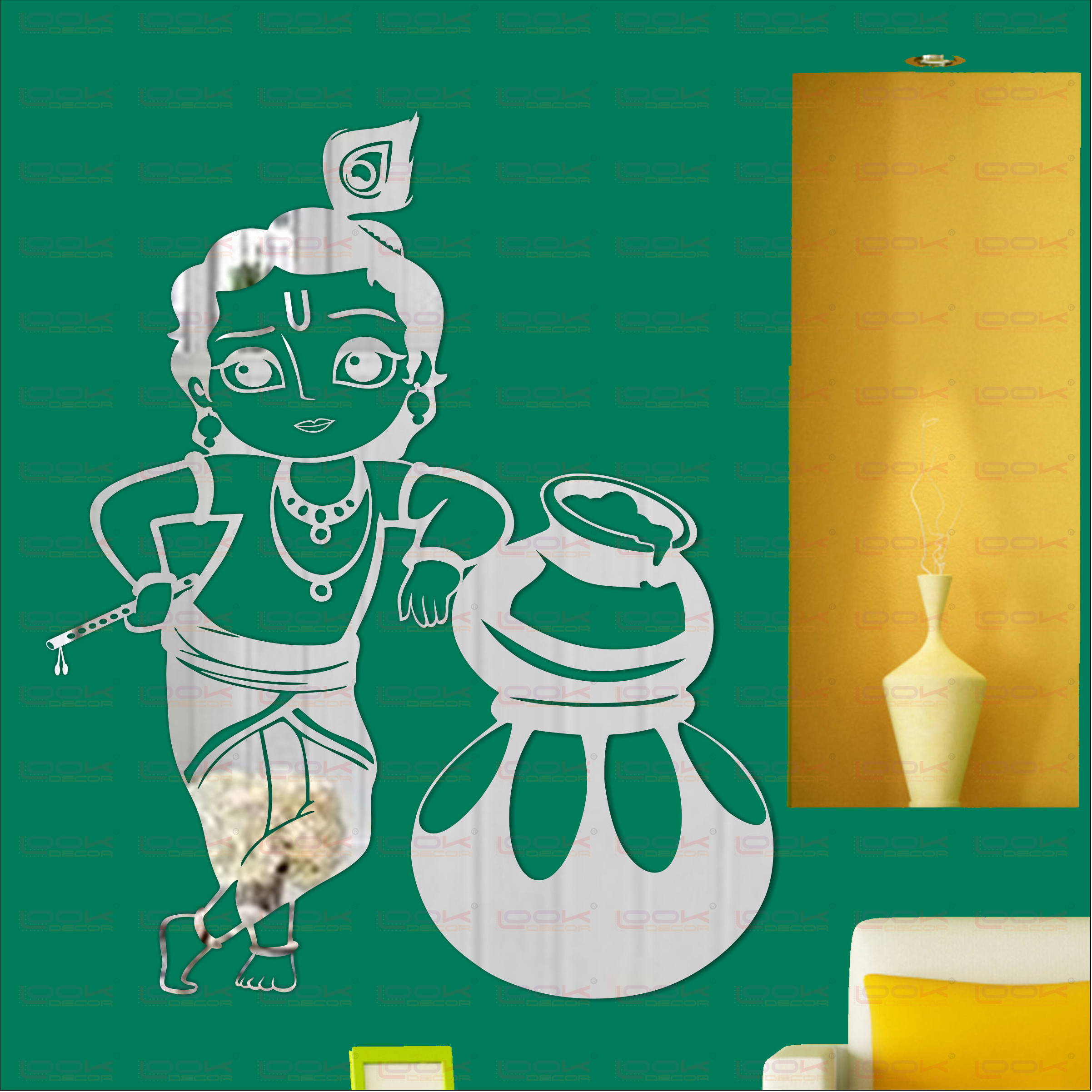 Buy LOOK DECOR Makhanchor Silver code18 Acrylic Sticker, 3D Acrylic