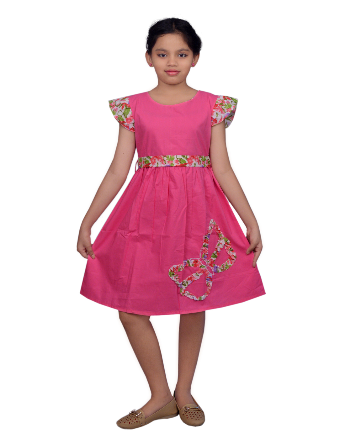 Buy Ssmitn Pink Cotton Knee Length Frock for Girls (SK7005) Online ...