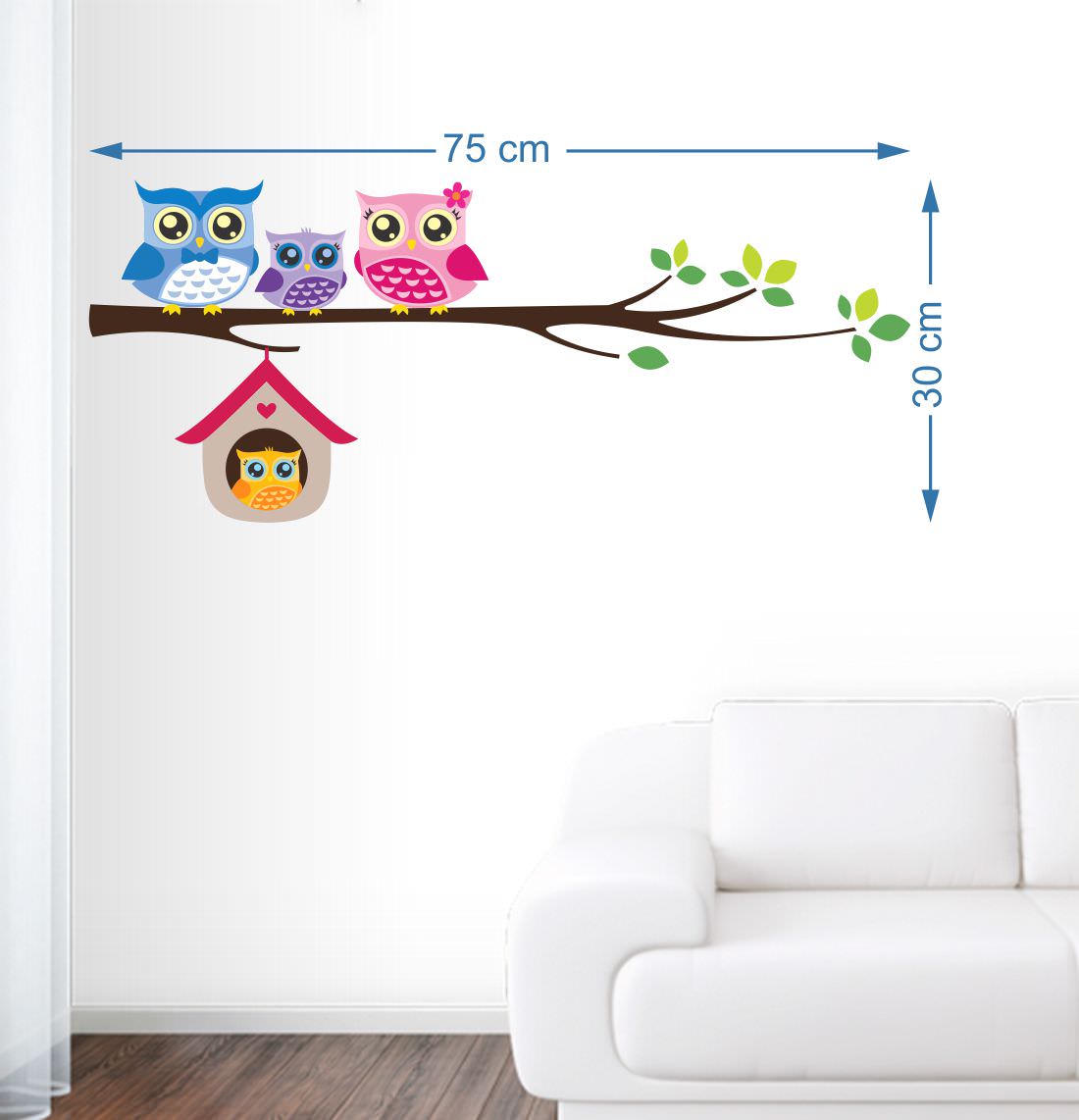 Buy EJA Art owls cute famliy Wall Sticker Material PVC Pec 1 Online ...