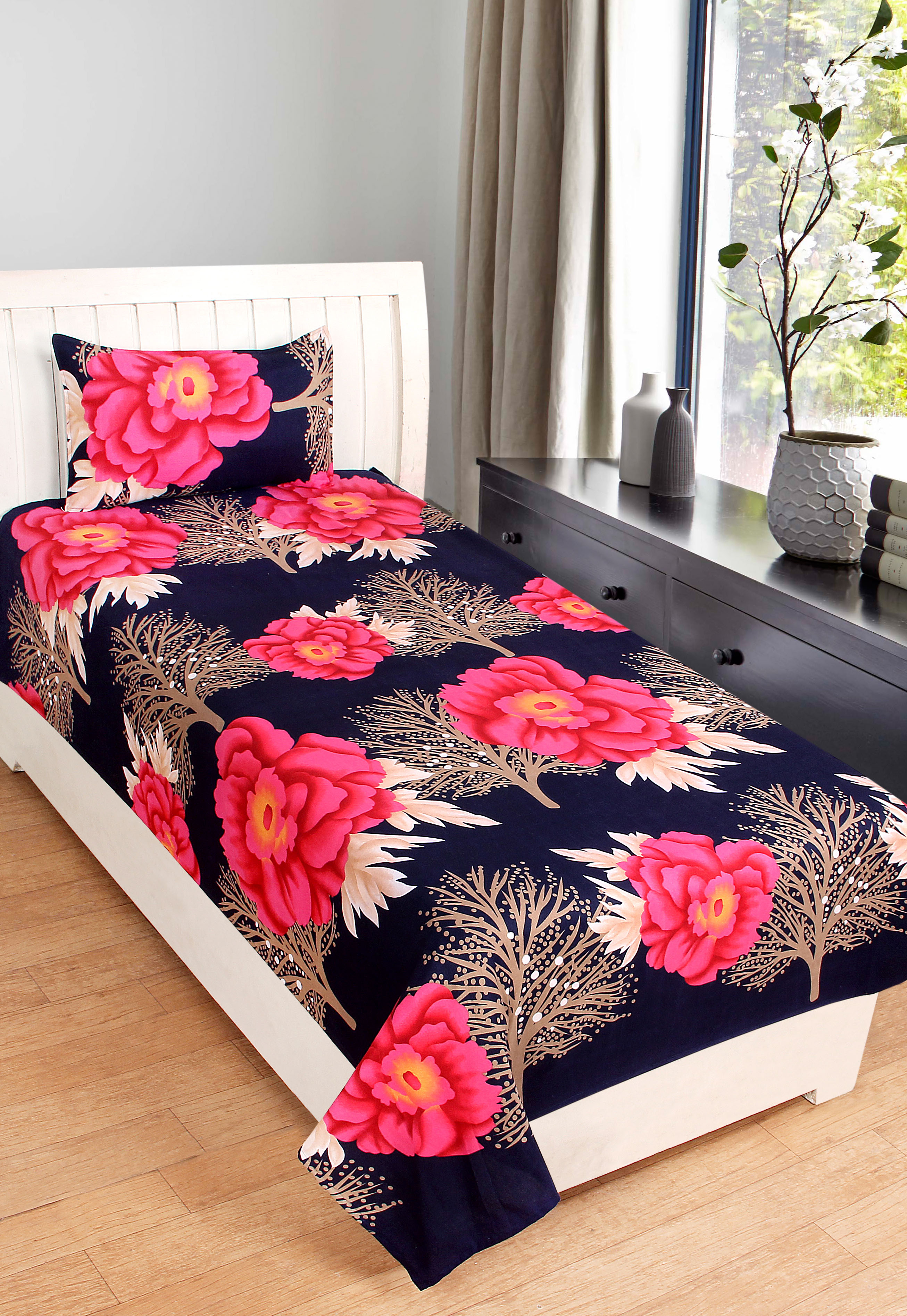 Buy RD TREND 3D PRINTED SINGLE BEDSHEET Combo of 2 bedsheet With 2