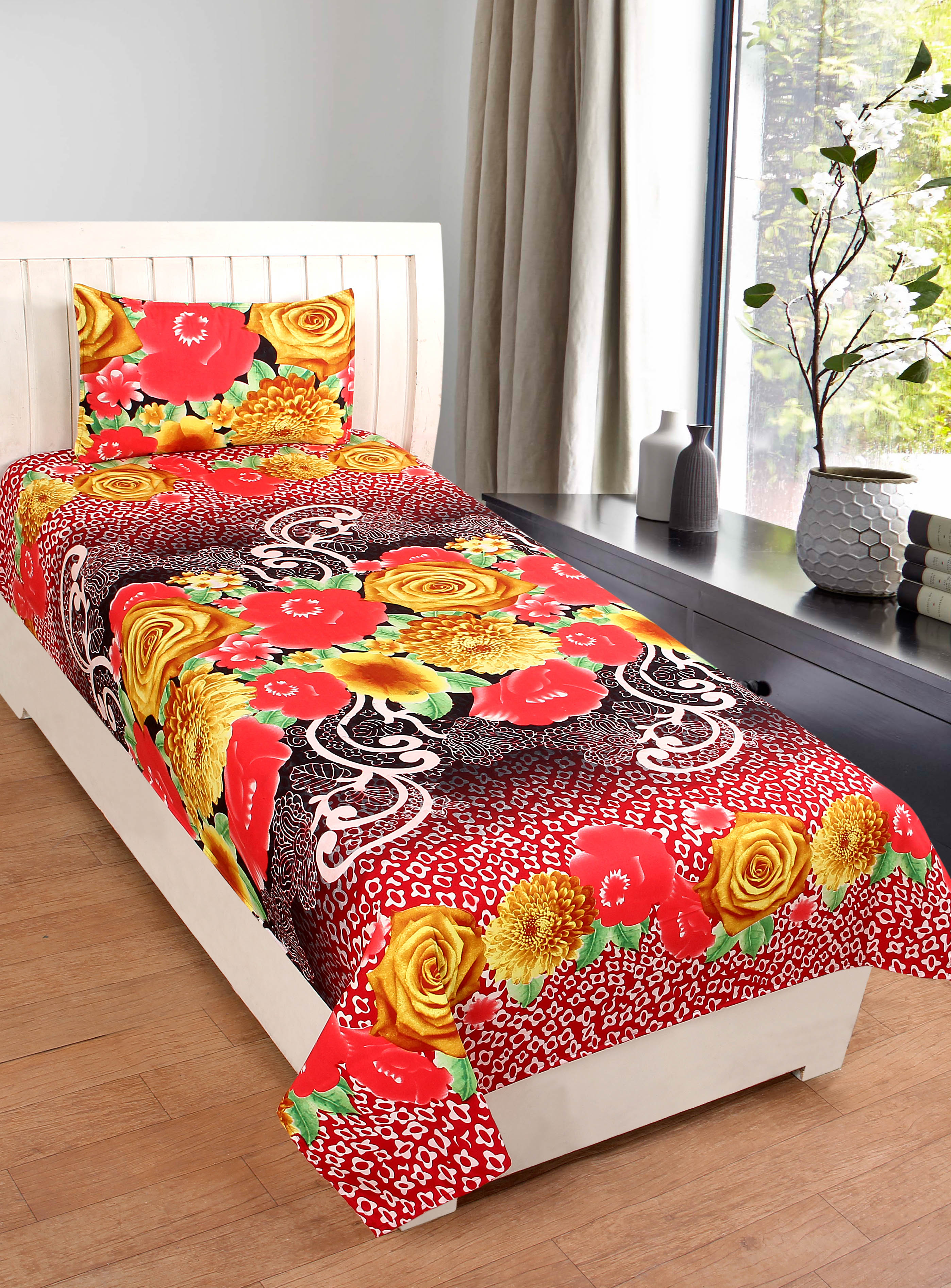 Buy RD TREND 3D PRINTED SINGLE BEDSHEET Combo of 2 bedsheet With 2