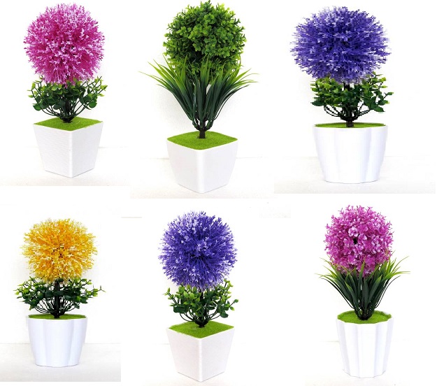 Buy Artificial Ball Bonsai with pot Set of 6 PCS Online ₹2999 from ShopClues