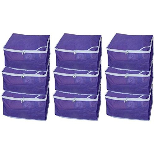 Fashion Bizz Non Woven Saree Cover Set Of 9 Pcs /Wardrobe Organiser /Regular Clothes Bag