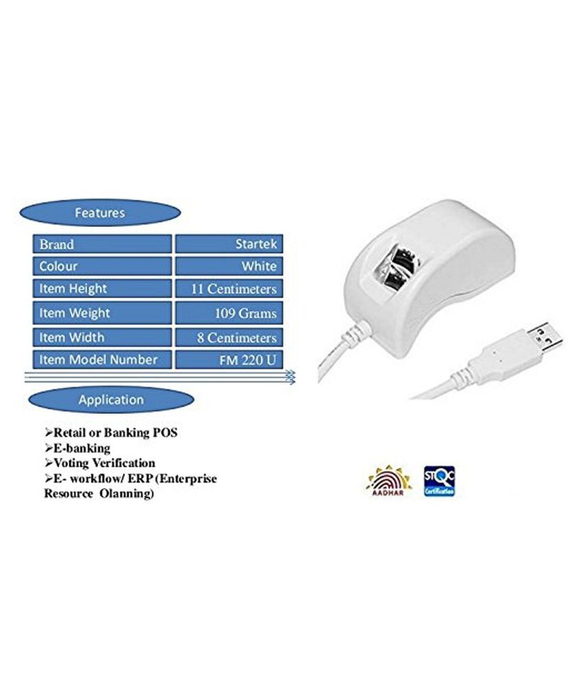 Buy Startek FM220 fingerprint scanner for Aadhaar Based KYC, Attendance