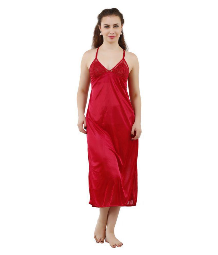 Buy Grand Bear Red Satin Nighty, Wrap Gown, Bra And Panty (Pack of 4 ...