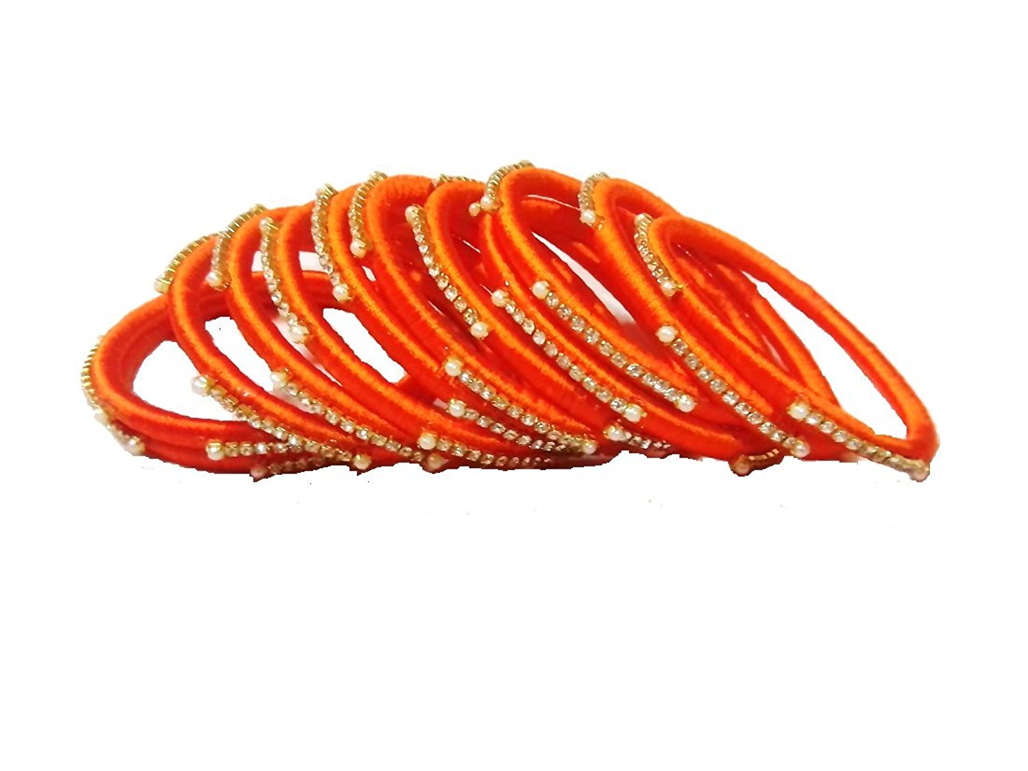 Orange silk thread bangles Clearance