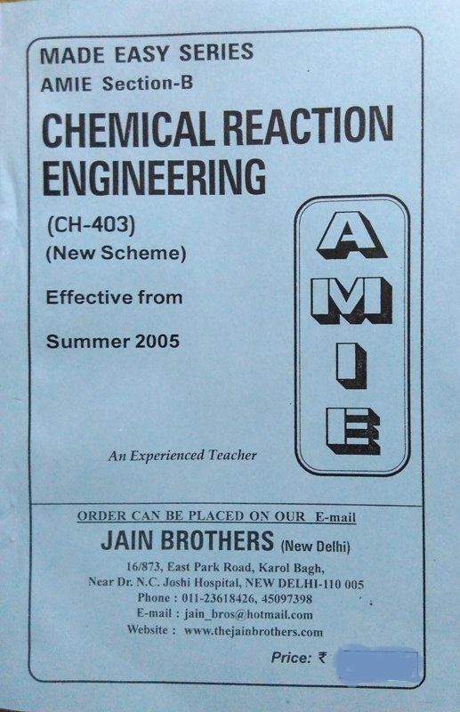 Buy AMIE-Section (B) Chemical Reaction Engineering (CH-403) Chemical ...