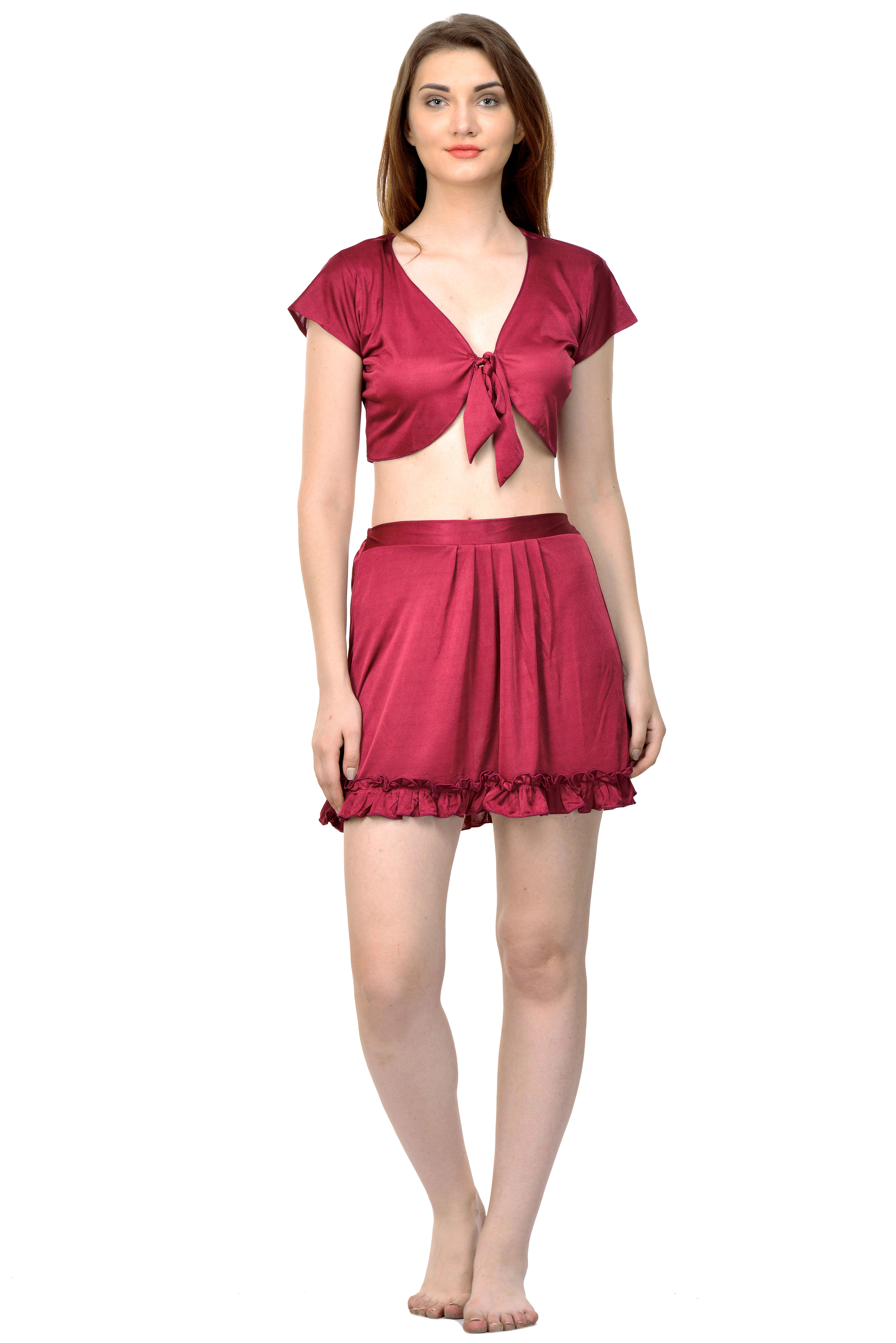 maroon satin robe