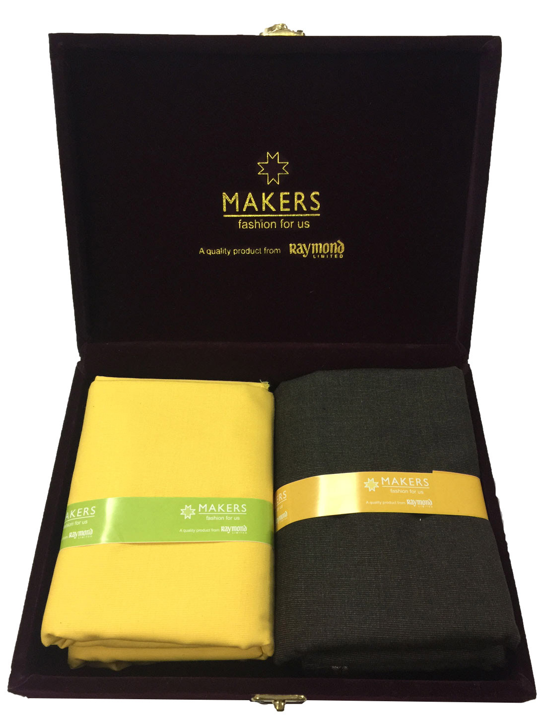 Buy Raymond Makers Unstitched Fabric for Shirt & Trouser in Velvet Box ...