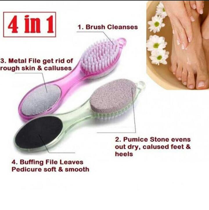 Buy NEW-4 in 1 Multi-use Foot Care Brush Pumice Scrubber Pedicure Tool 4 In 1 Pedicure Brush How To Use