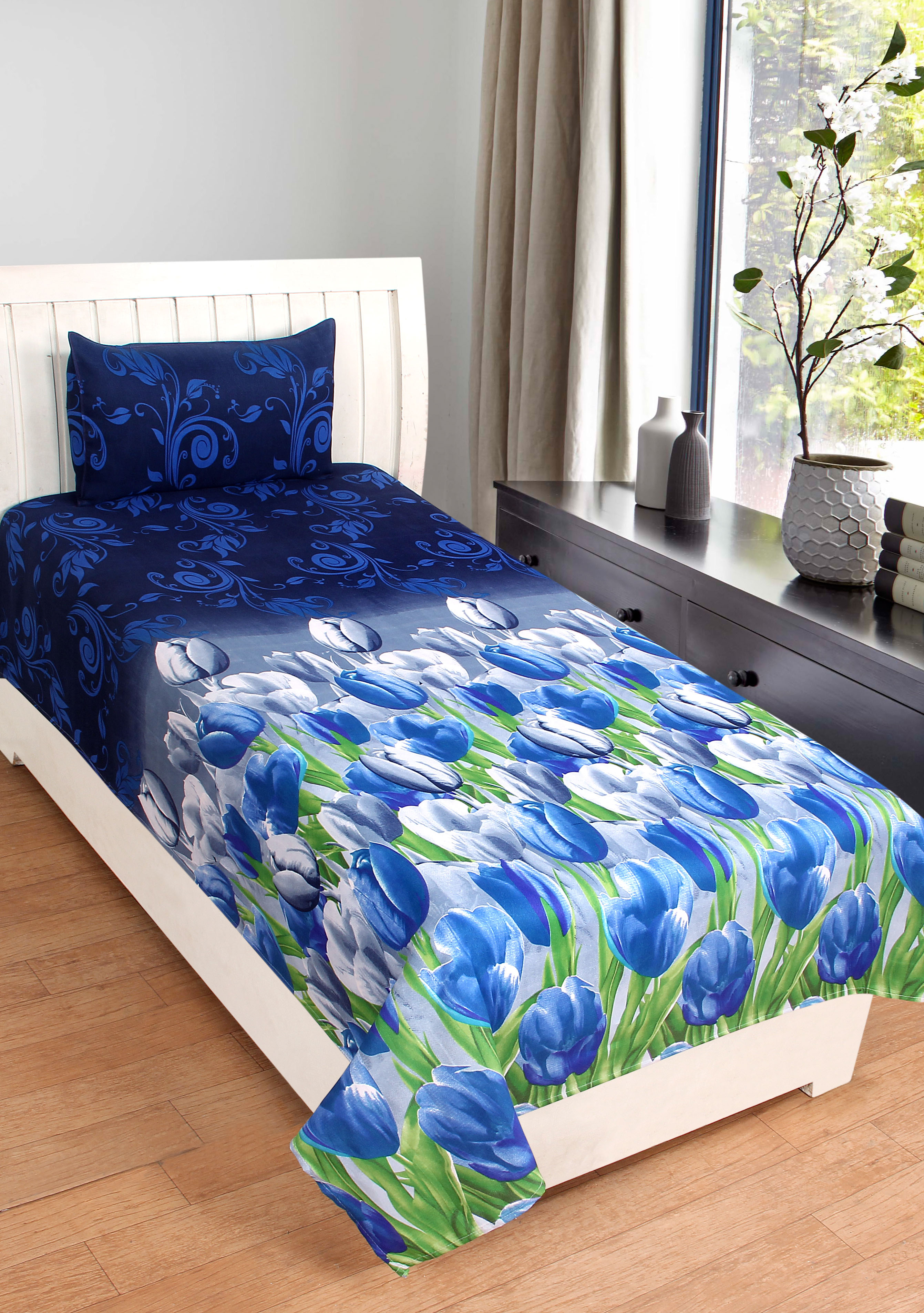 Buy RD TREND 3D PRINTED SINGLE BEDSHEET Combo of 2 bedsheet With 2