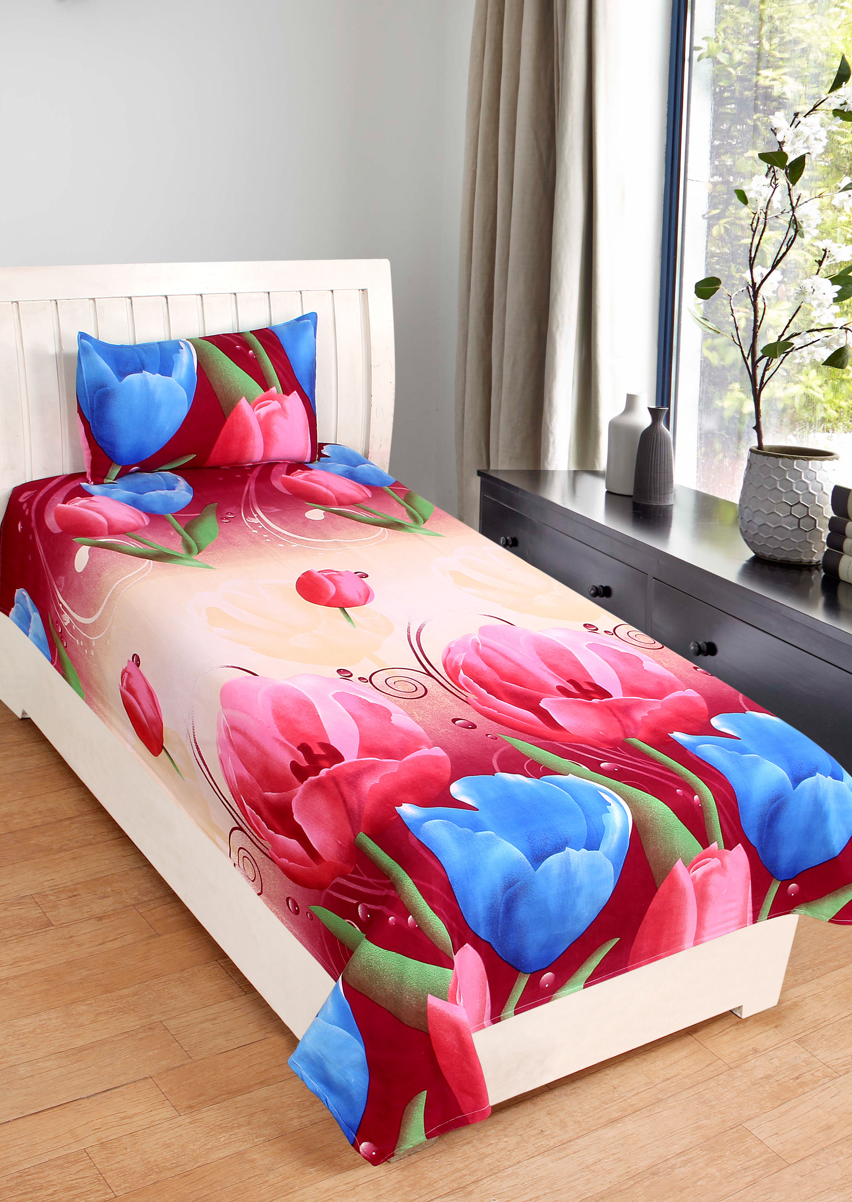 Buy RD TREND 3D PRINTED SINGLE BEDSHEET Combo of 2 bedsheet With 2