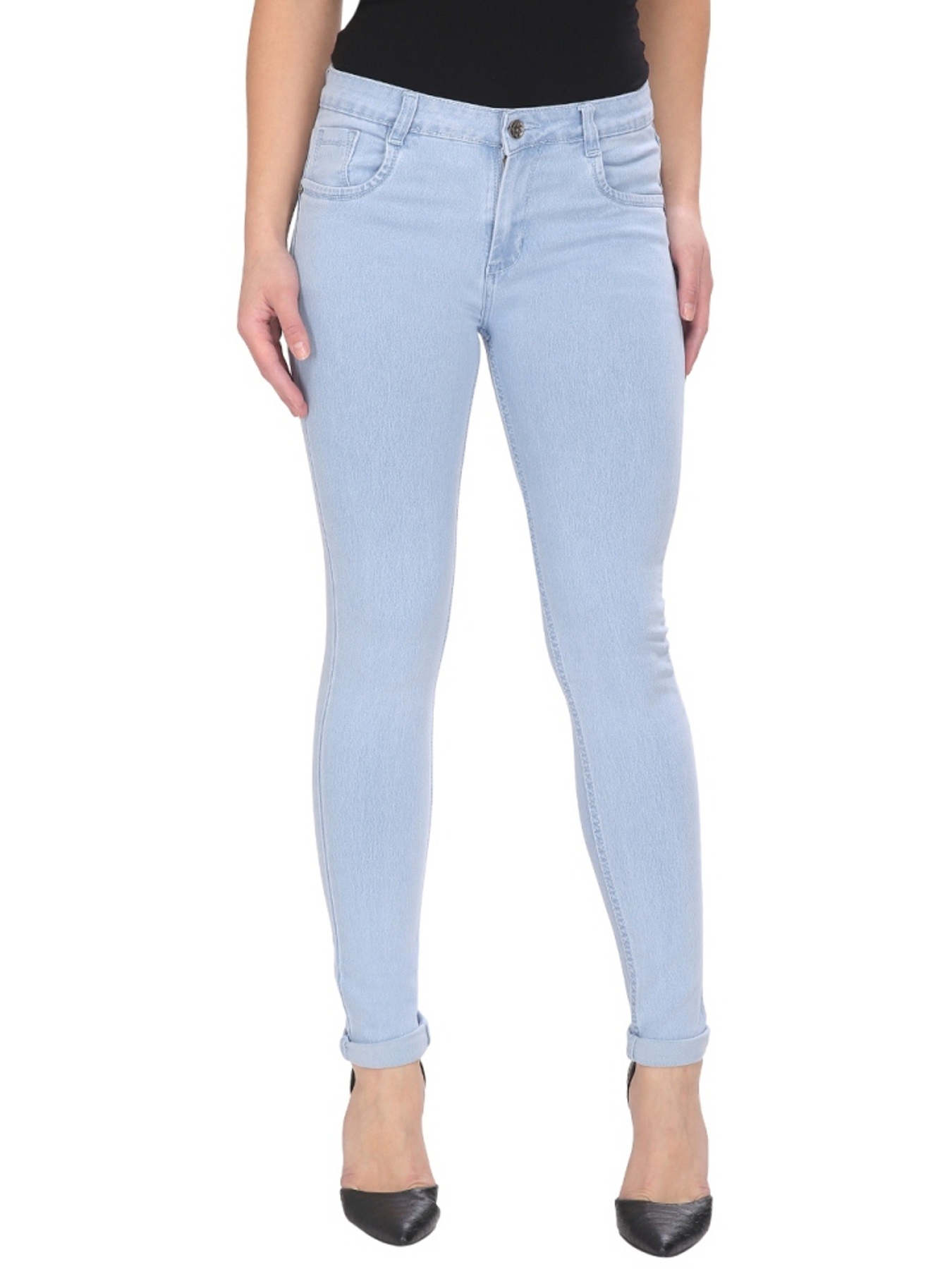 Buy BAT Light Blue Solid Jeans for women Online @ ₹740 from ShopClues