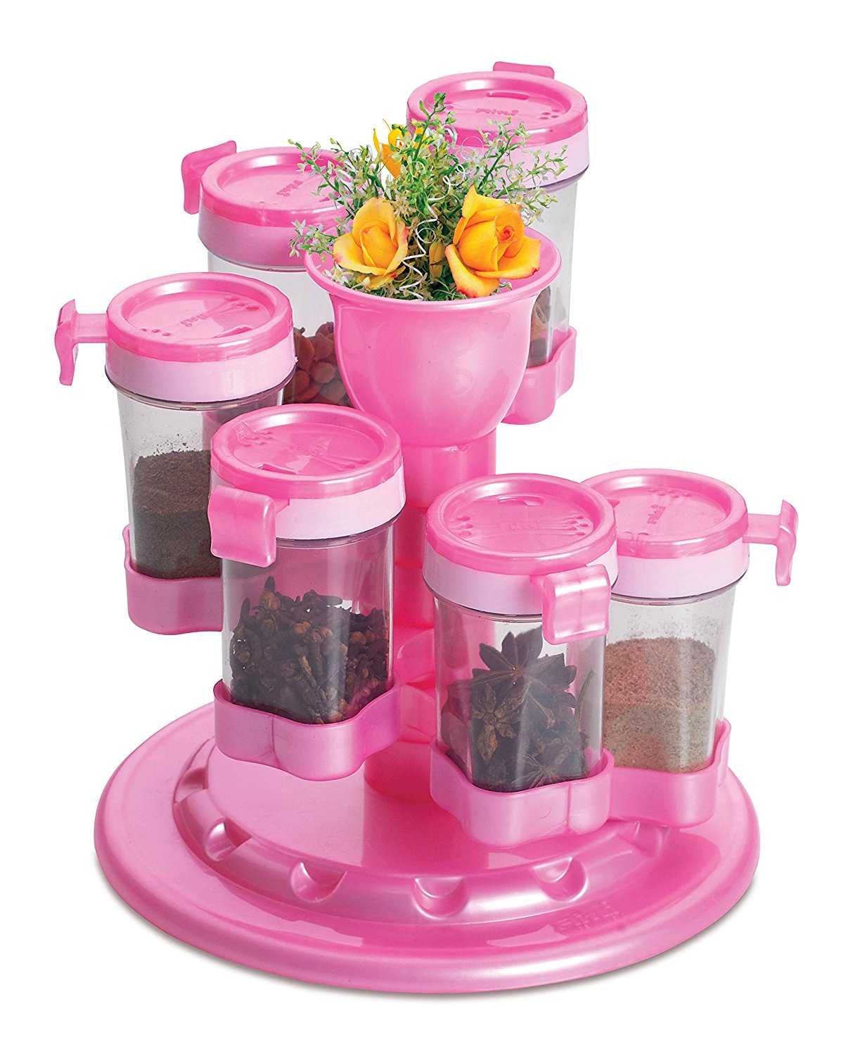 Buy Ritu 6-Jar Pink Revolving Spice Rack Masala Box Online @ ₹549 from
