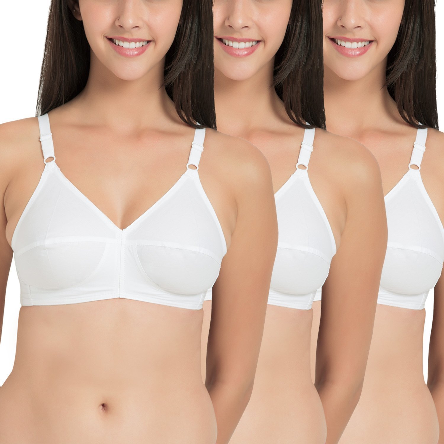 Buy Plain White Cotton Bra C Cup Set Of 3 Online ₹399 From Shopclues