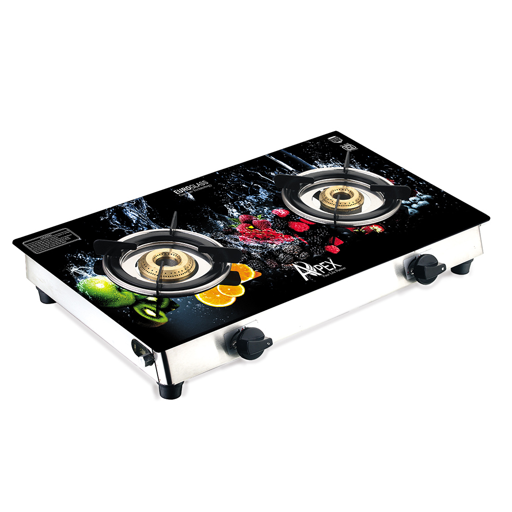 Buy Apex Double Burner Designer Gas Stove With Glass Top Online ₹2199