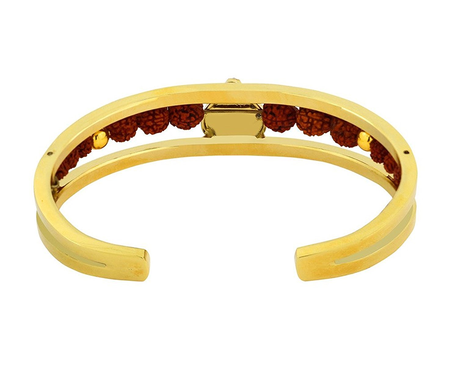 Buy Fashionable Rudraksh Gold Plated Om Leaf Cuff Kada Bangle Bracelet