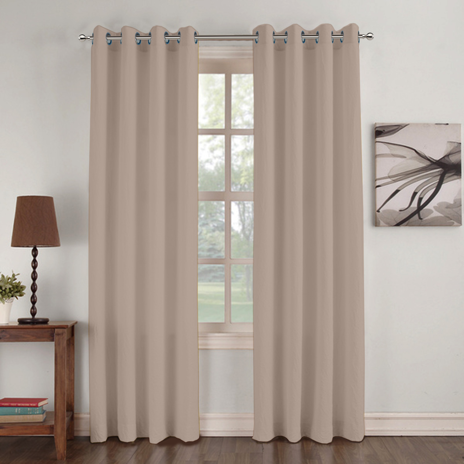 Buy Lushomes Basic Plain Taupe Microfiber Door Curtains with Smooth ...