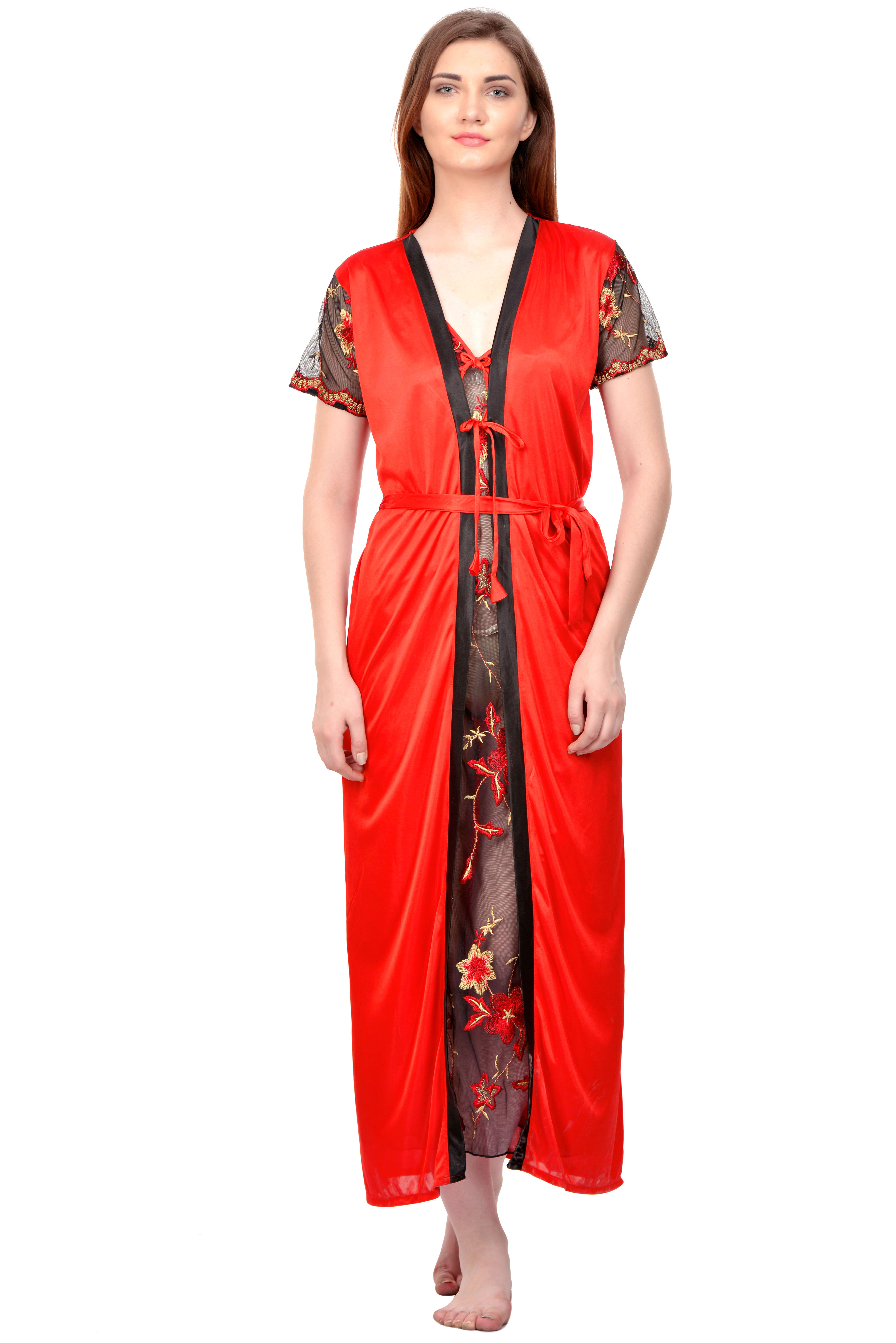 Buy Boosah Red Satin Plain Night Gowns & Nighty (Pack of 2) Online ₹649 from ShopClues