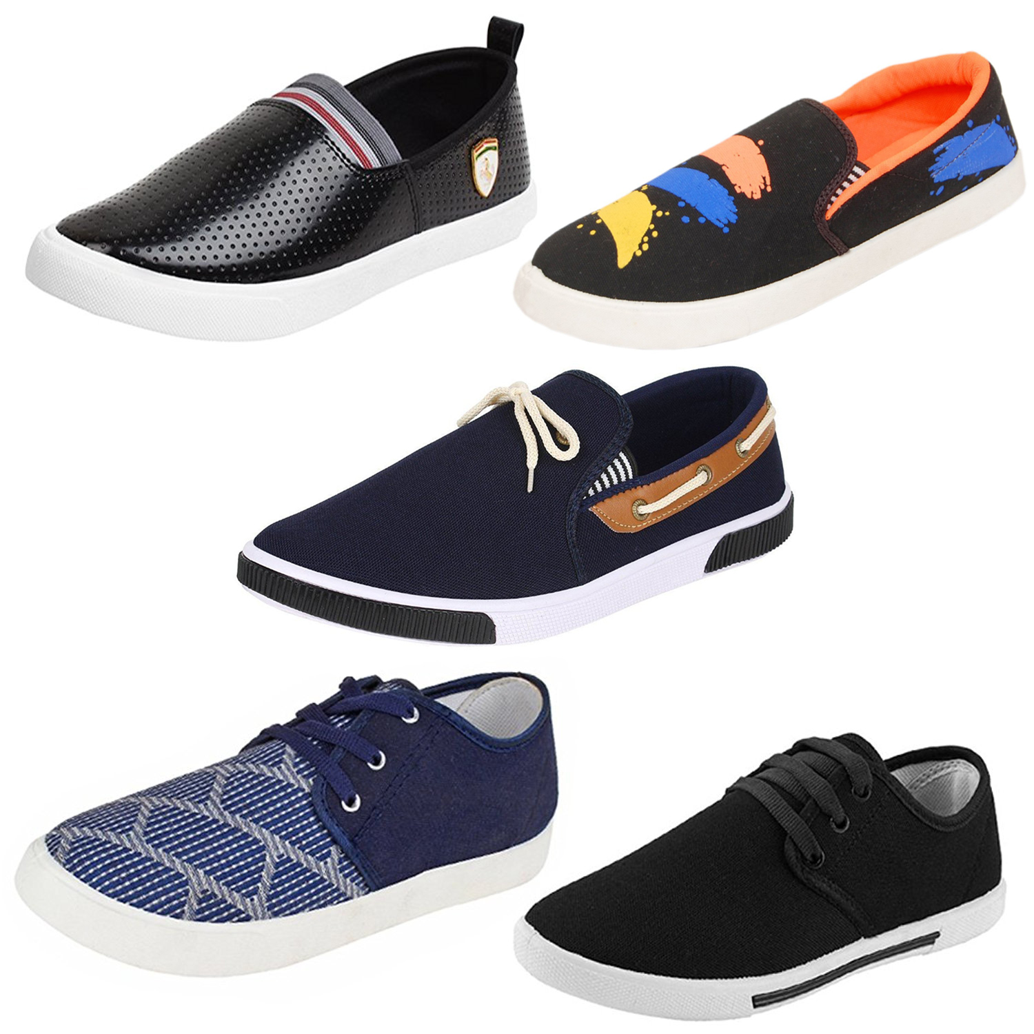 Buy Birde Men's Combo Pack of 5 Footwear (Loafers & Sneakers) Online ...