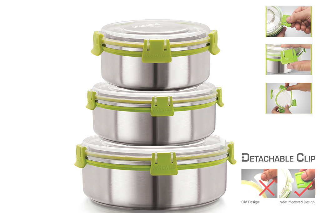 Buy Magnus Stainless Steel Airtight & Leak Proof Containers Set,750 ml