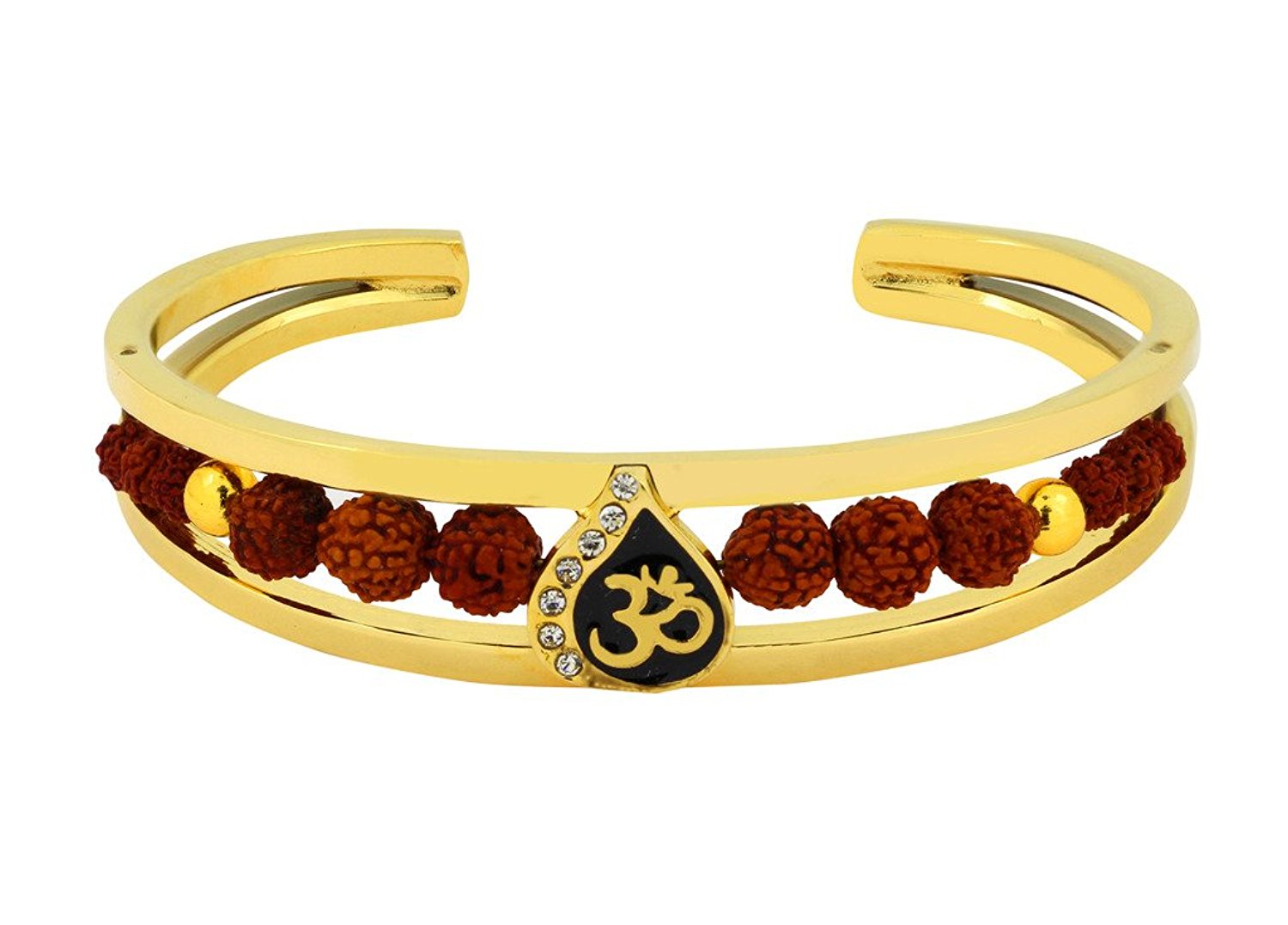Buy Fashion Combo of Gold Plated Om Rudraksh and Lion Face Bangle