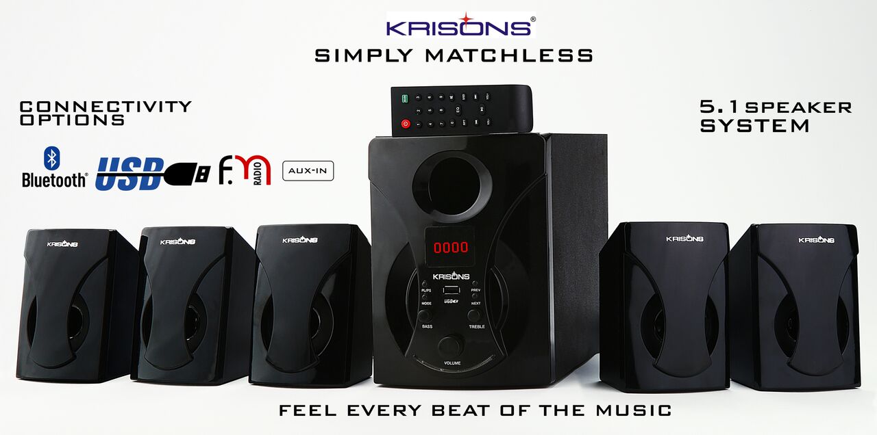 Krisons 5.1 Bluetooth Multimedia Home Theater with FM, USB and Aux