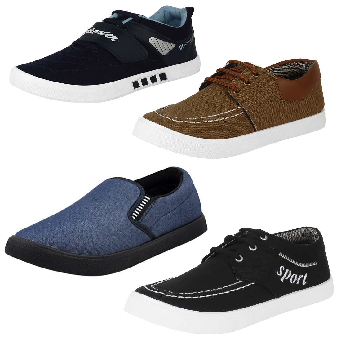 Buy Super Men Combo Pack of 4 ( Casual Sneaker ShoesWIth Loafer Shoes ...