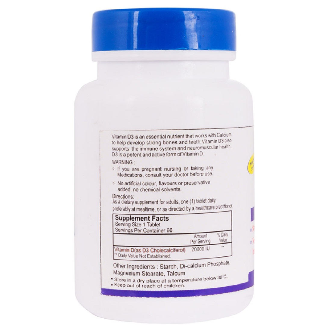 Buy Healthvit Vitamin D3 20000 IU Maximum Strength 60 Tablets Online