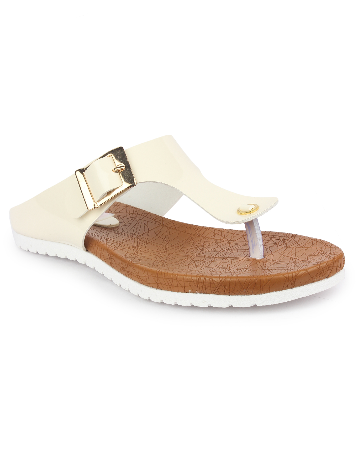 Buy Digni Women's Cream Flats Online ₹495 from ShopClues