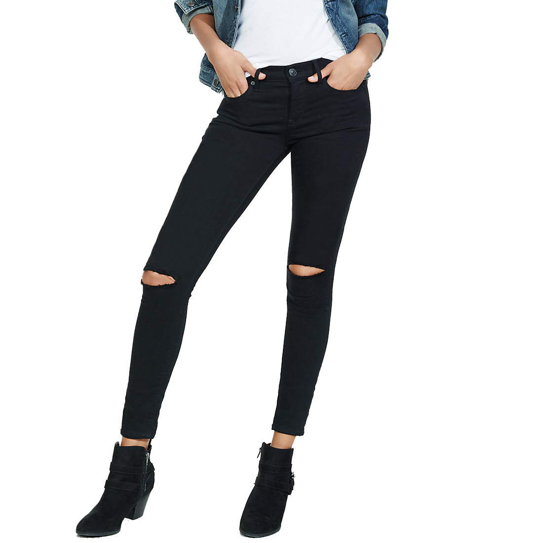 Buy XEE Women Black Slim Fit Ripped Jeans Online - Get 58% Off