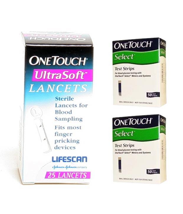 Buy One touch Select 100 Test Strip with 25 Lancet Combo Online @ ₹2165 ...