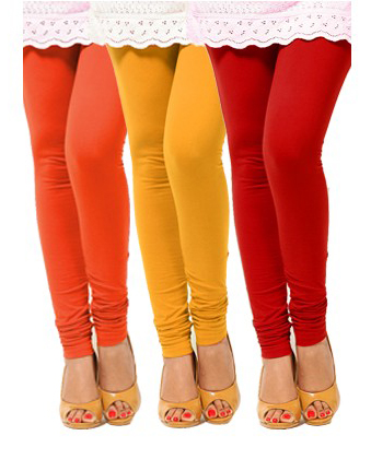 Buy Pack of 3 Leggings - Orange, Yellow n Red Online @ ₹300 from ShopClues