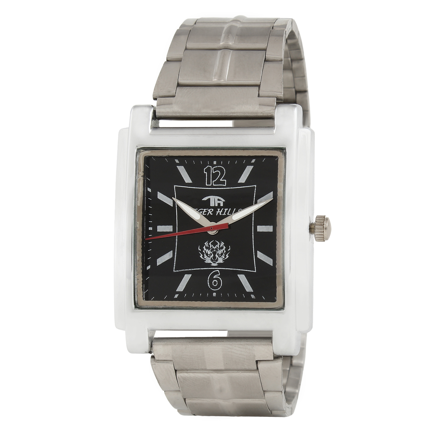 Buy Tiger Rectangle Dial Silver Metal Strap Quartz Watch For Men Online ...