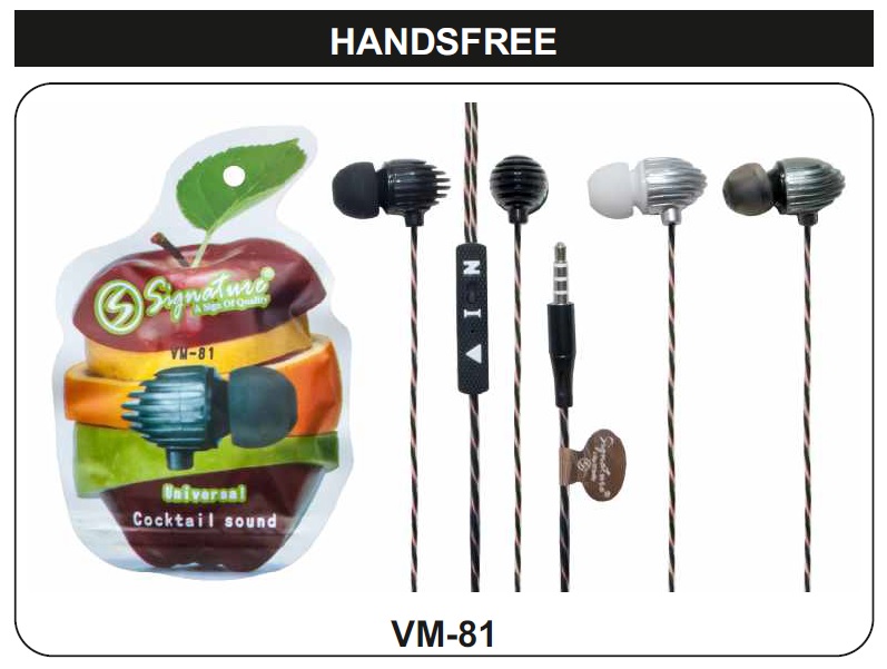 Signature VM 81 Universal In Ear Cocktail Sound Wired Handfree with mic