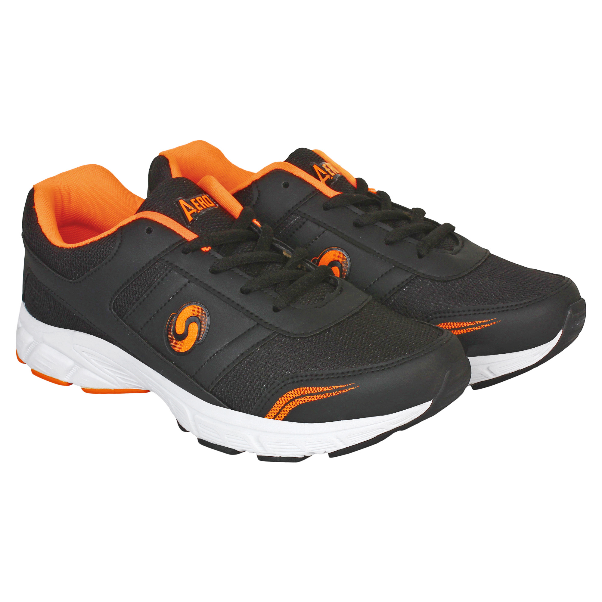 black nike shoes with orange laces