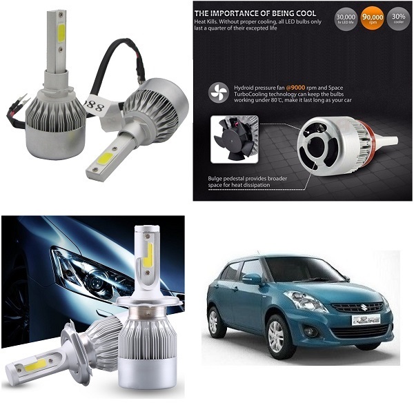 Buy Trigcars Maruti Suzuki Swift Dzire 2010 Car LED HID Head Light H4