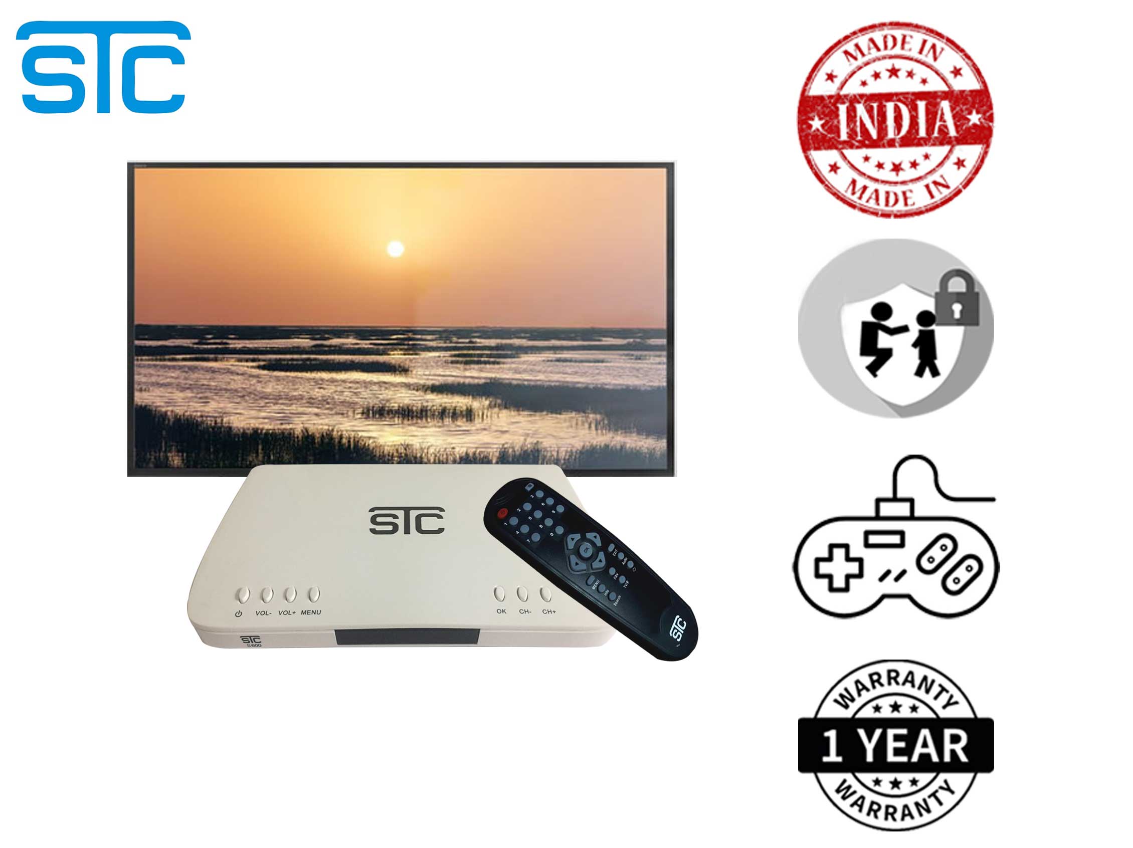 Buy STC S600 sd dth set top box (Free To Air) All Free Channels (No