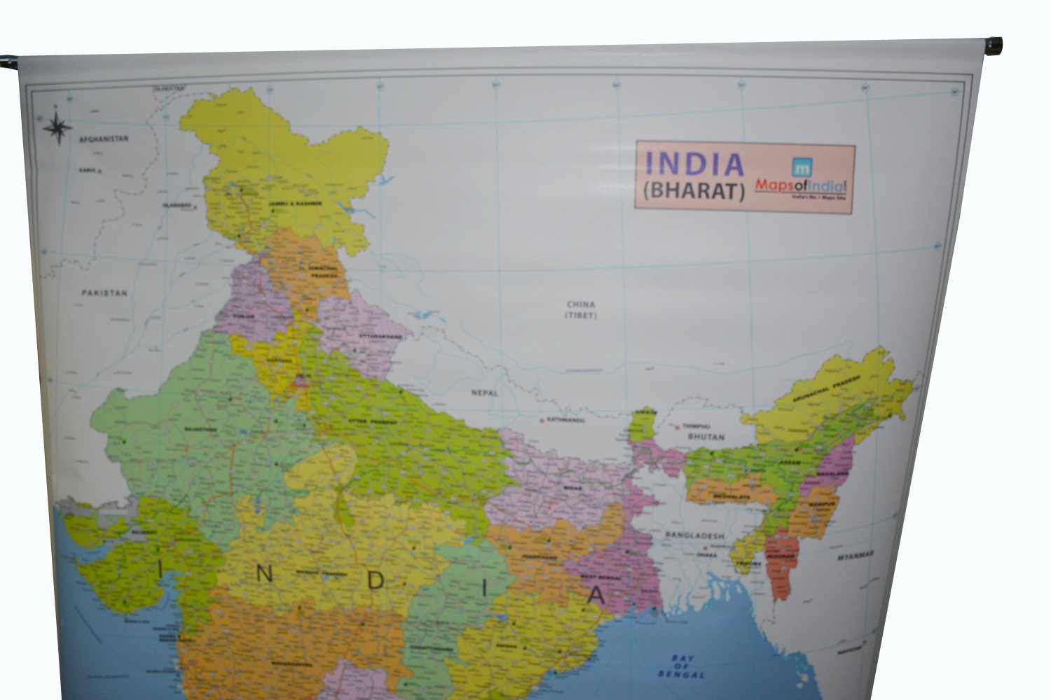 Buy India Wall Map Printed On Vinyl W X H With Rod Online