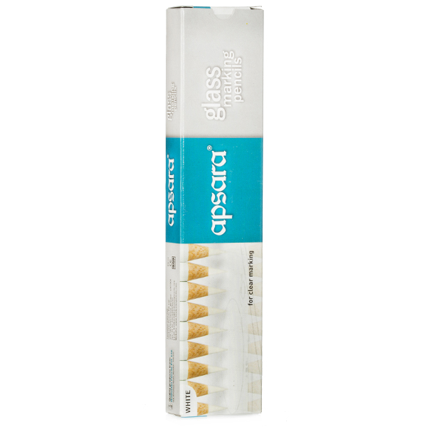 Buy Apsara Glass Marking Pencils, White, Pack of 10 100 Pencils Online