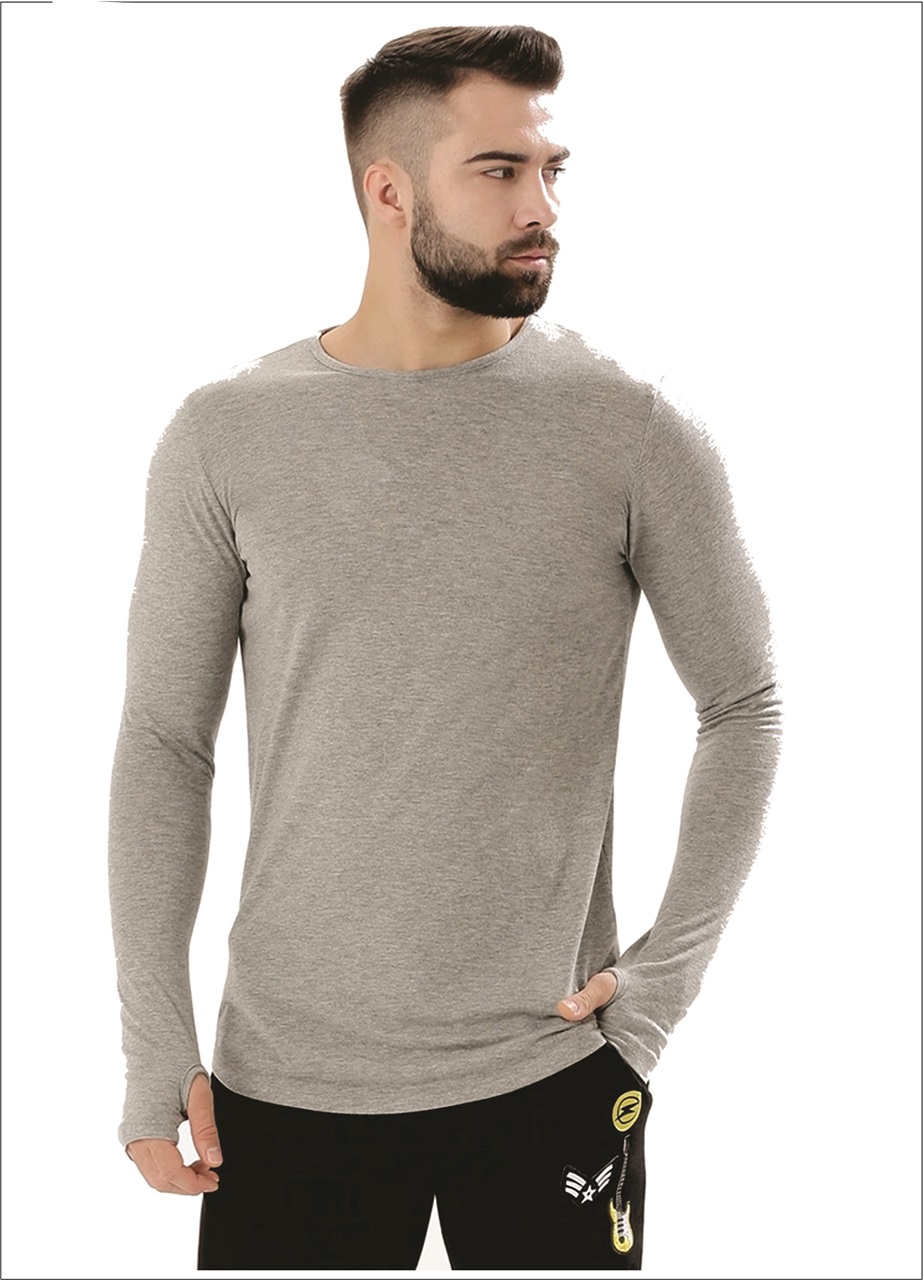 Buy Pause Black Solid Cotton Round Neck Slim Fit Long Sleeve Men S T