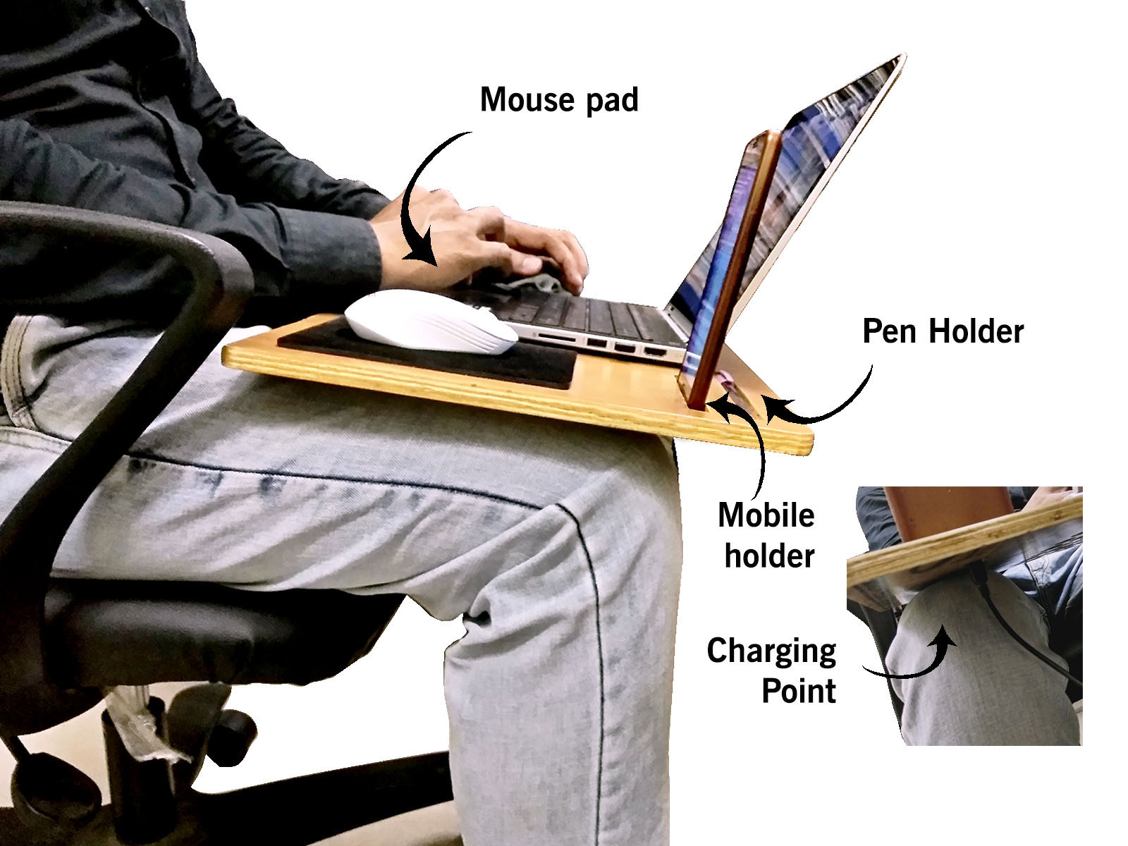 Buy JaamsoRoyals Hagza Design Wooden Laptop Stand, Table, cooling pad