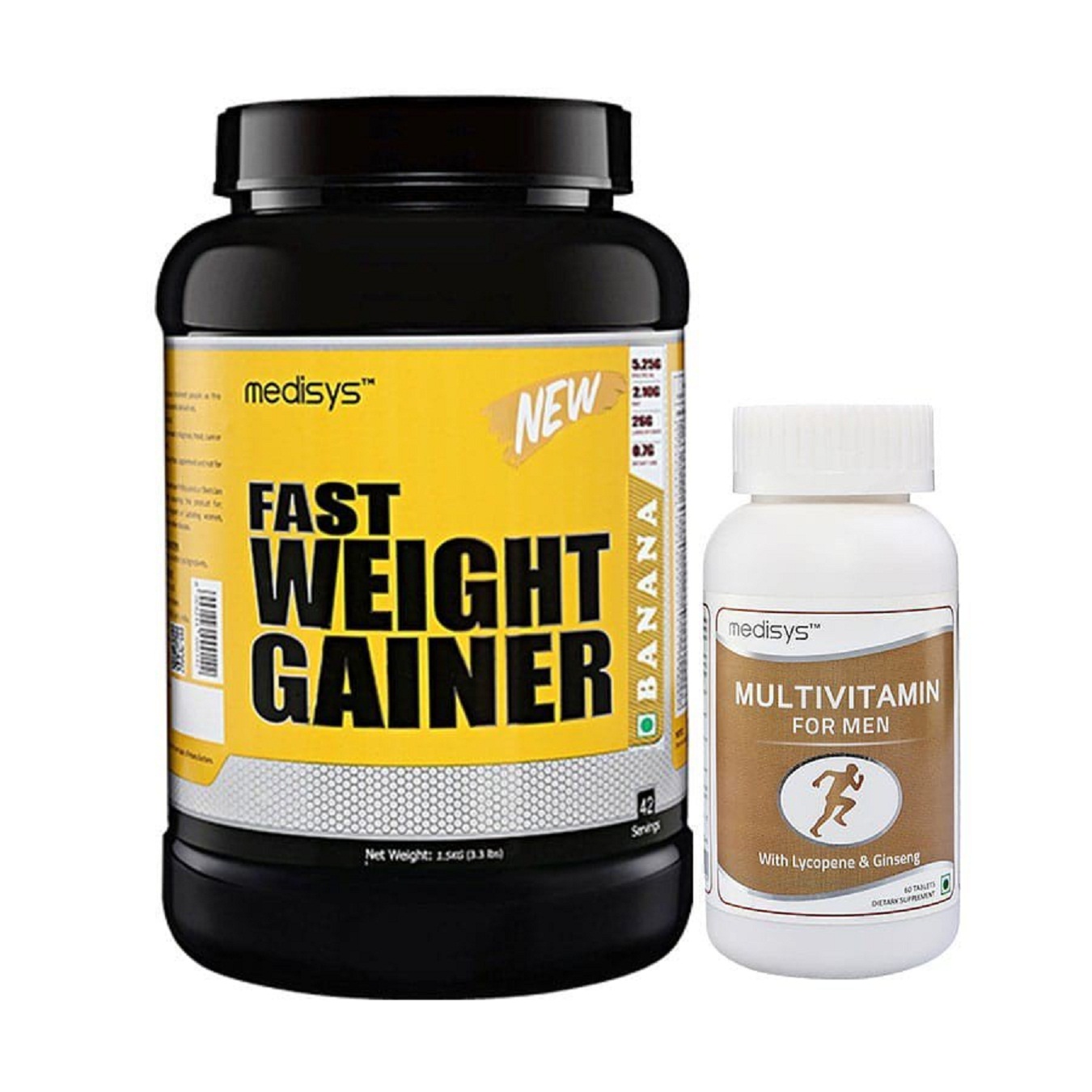 Buy Medisys Fast Weight Gainer Banana 1.5Kg Free Multivitamin