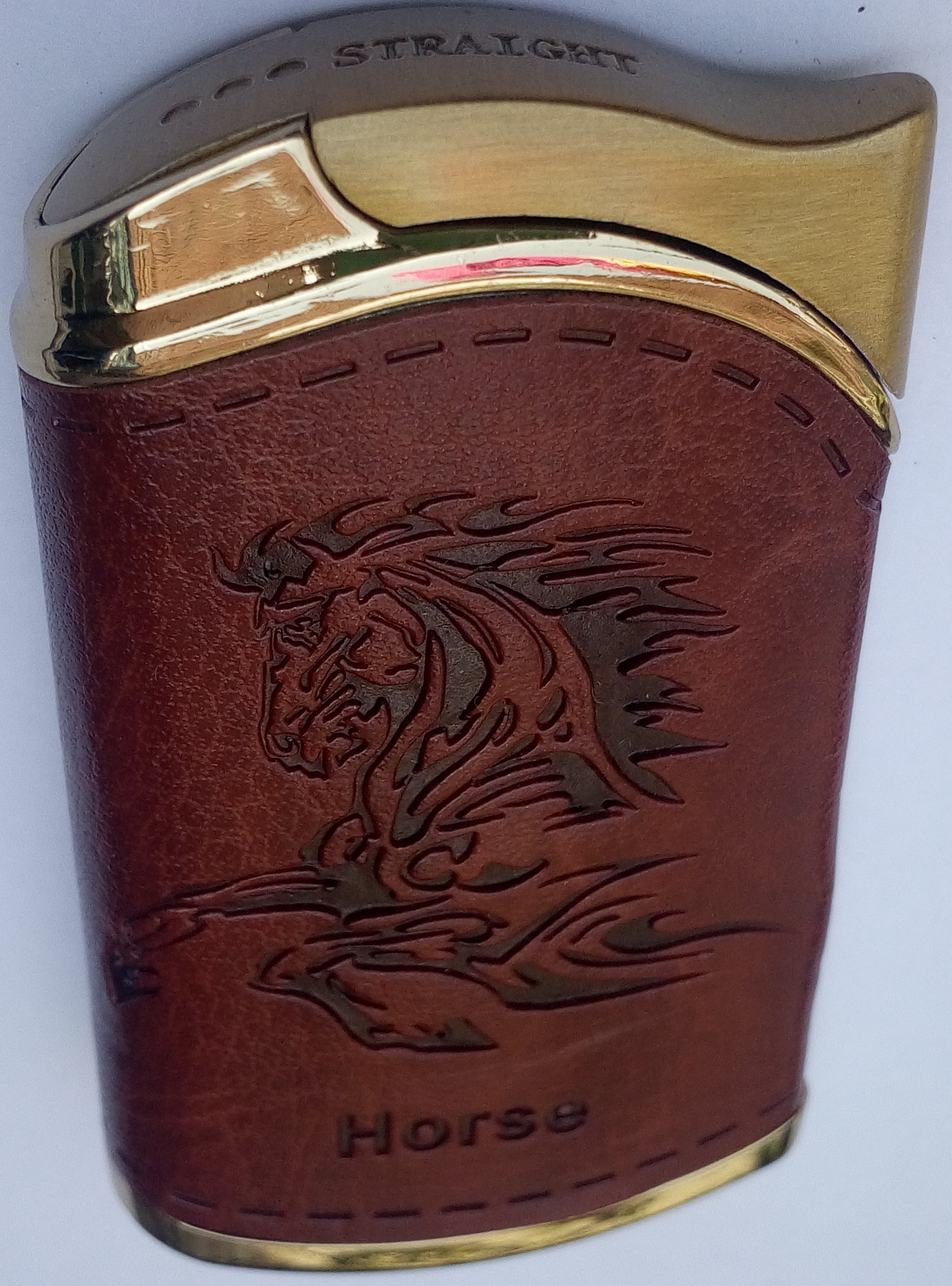 MOCOMO Imported Leather Horse design Windproof Jet Flame Cigarette Lighter
