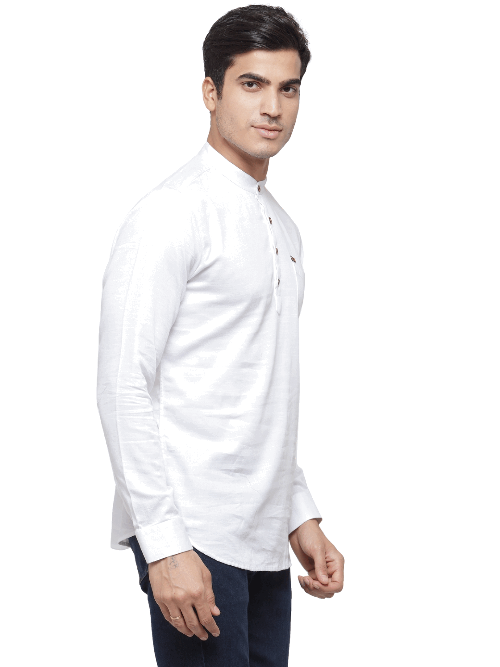 Buy RG DESIGNERS Mens White Solid Short Kurta Online @ ₹919 from ShopClues