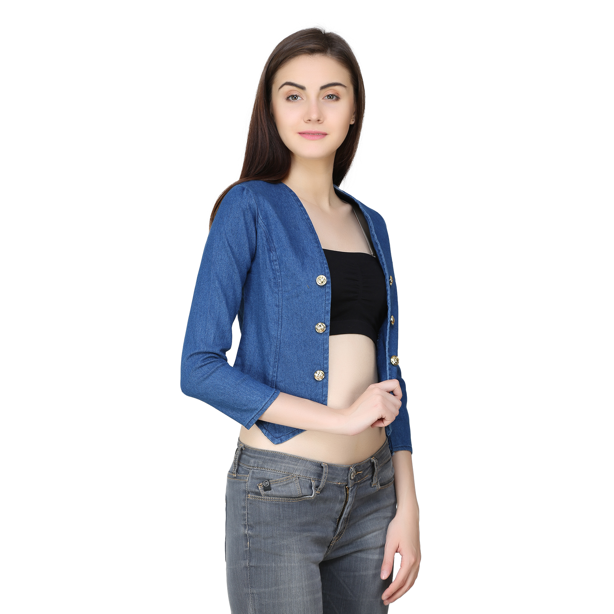 Buy Buynewtrend Dark Blue Open Denim Shrug For Women Online ₹429 From